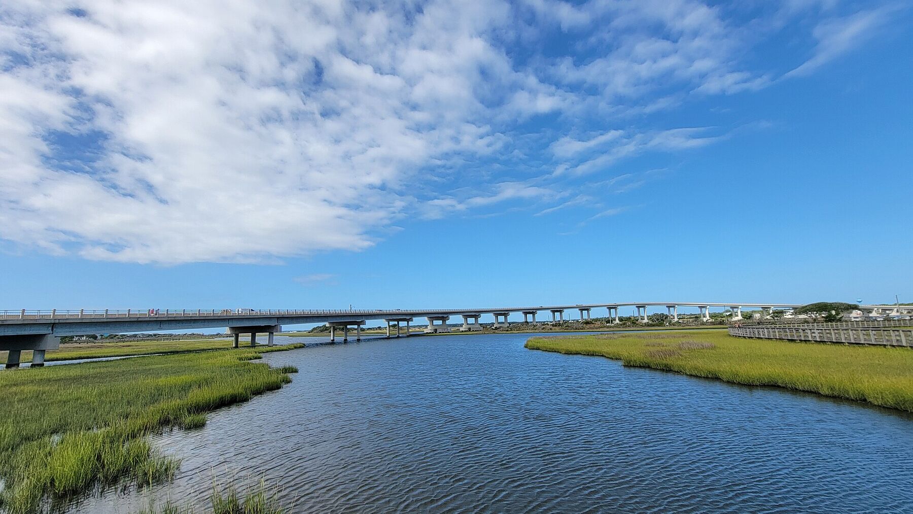 The Surf City bridge over the marsh and waterway
